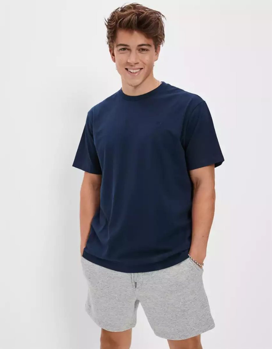 T Shirts American Eagle AE Super Soft Legend Bleu Marine Homme | UYA-62727581